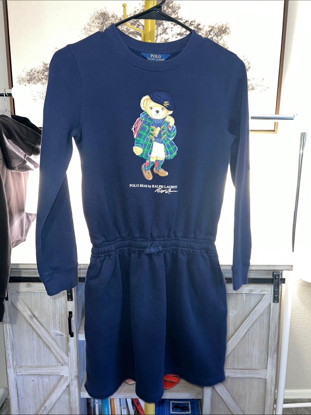 Ralph Lauren Navy Sweatshirt with Embroidered Polo Bear
